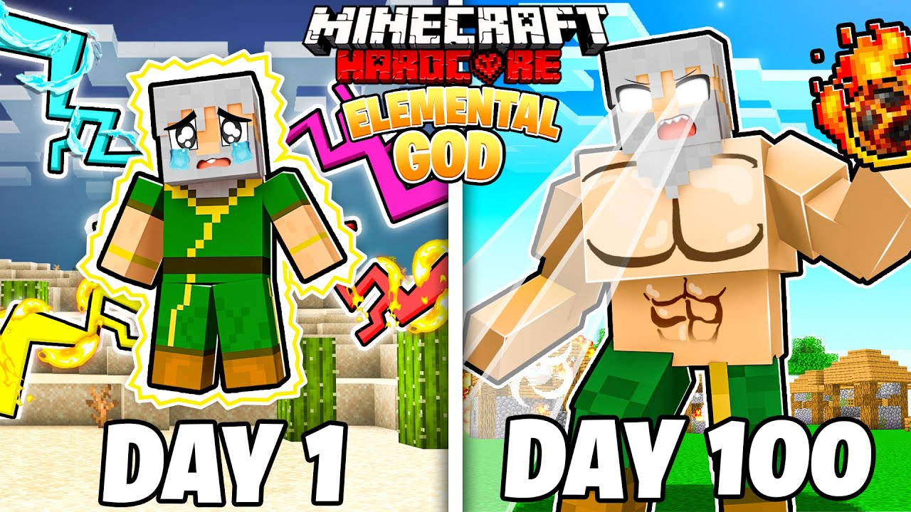 Minecraft 100 Days Survival. I Survived 100 Days as a Golden Warden in hardcore Minecraft. I Survived 100 Days as an Elemental Witherstorm in hardcore Minecraft.