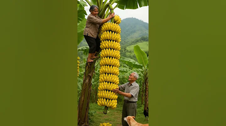 🍌A bumper banana harvest, grandparents picking bananas #fruit #banana #farming #village #villagelife