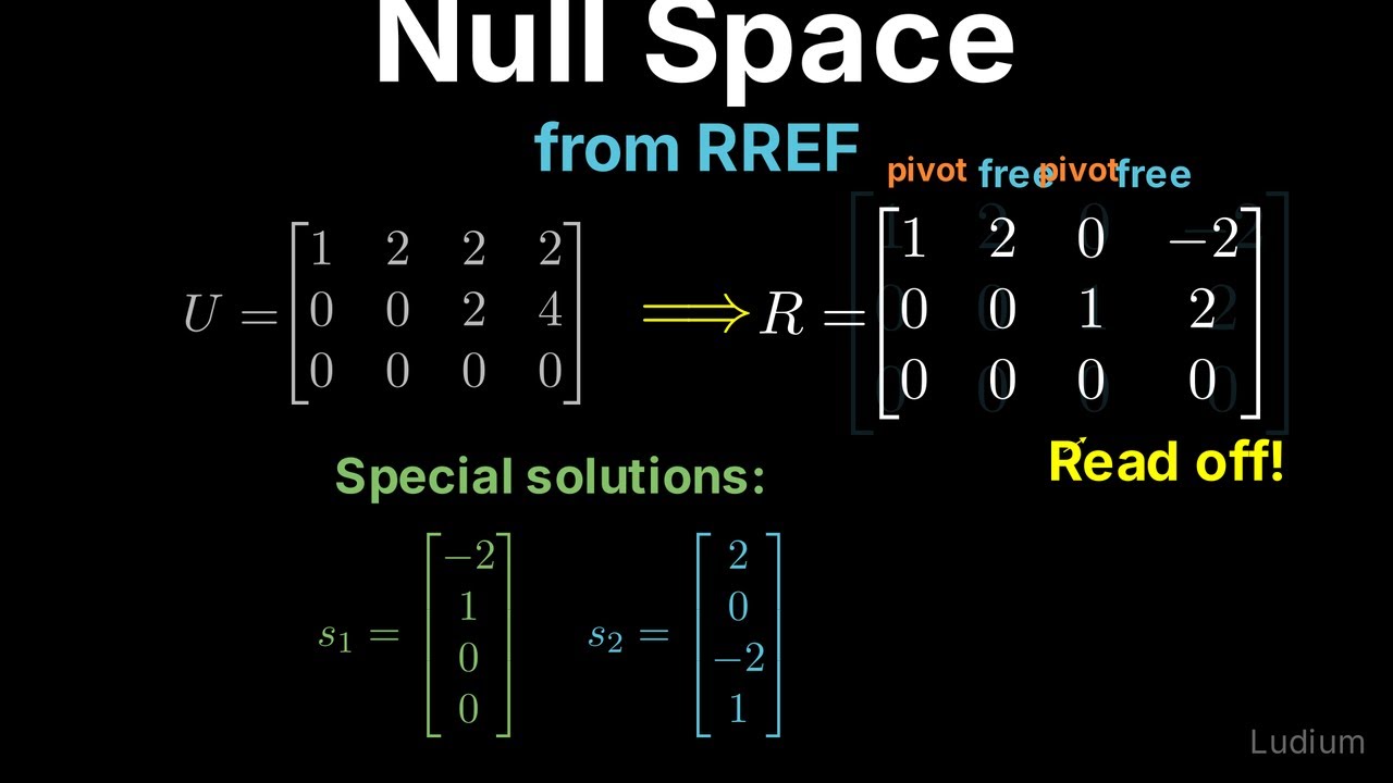 Linear Algebra — 7.3: Reading the Null Space from RREF - YouTube