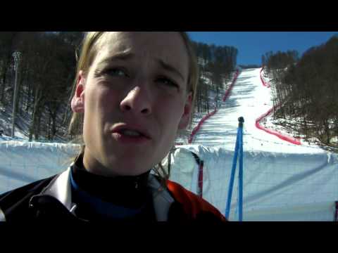 Anna Schaffelhuber on the downhill at Sochi