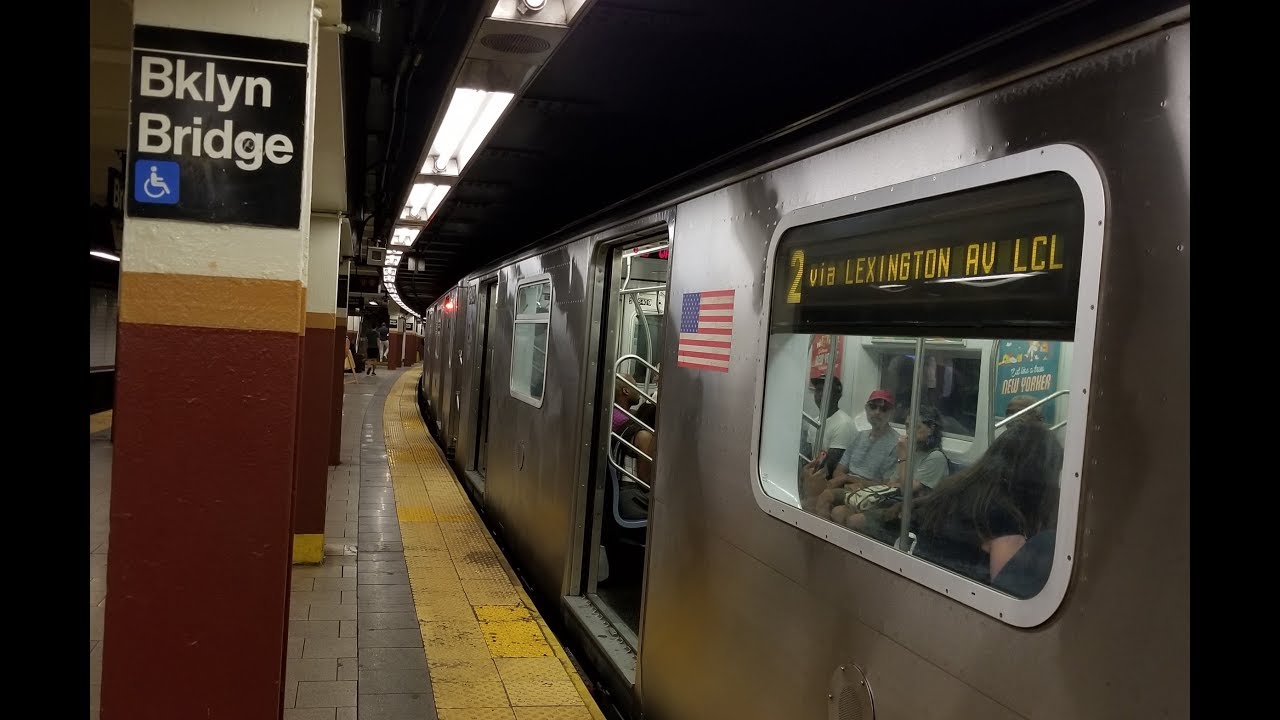IRT Lexington Avenue Line R142 (2) Train Brooklyn Bridge City Hall