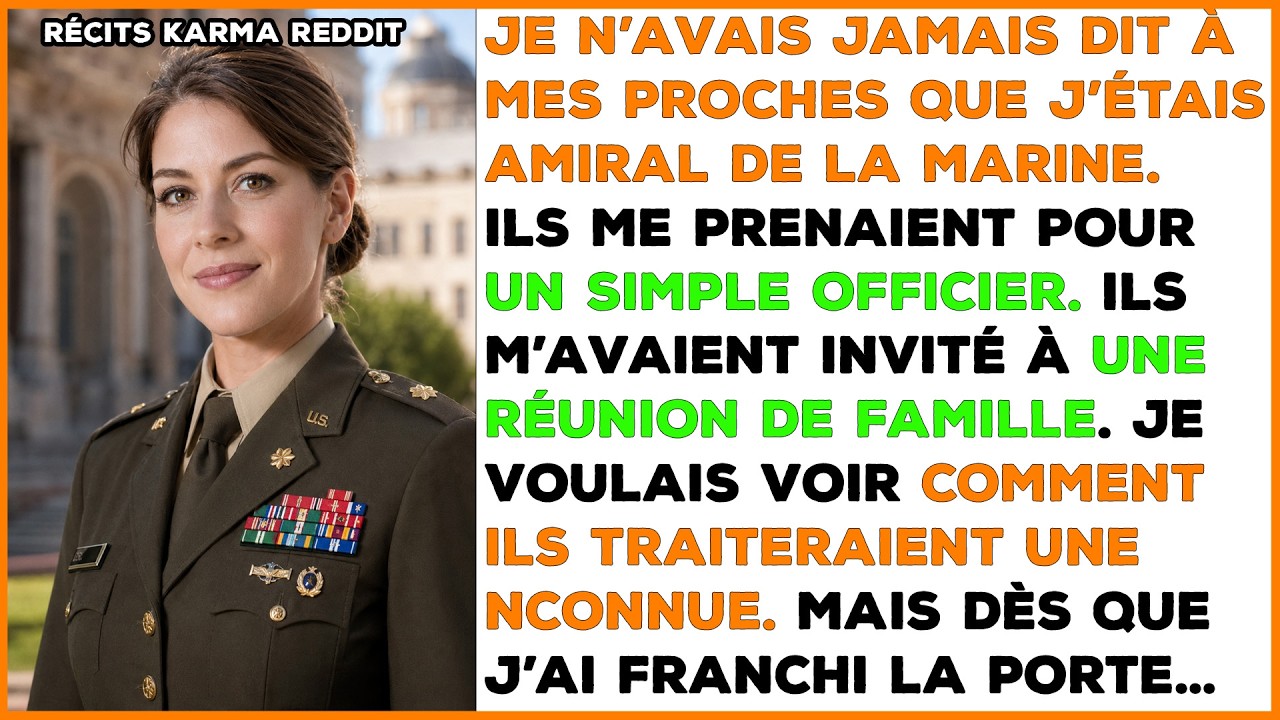 La pièce entière s’est tue quand je suis entrée. Pas un silence chaleureux. Un silence lourd. Tous les regards étaient braqués sur moi, et au fond, un colonel à la retraite me fixait comme s’il...