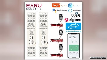 Tuya Smart WiFi ZigBee Energy Meter with 3 CT Clamps for Solar PV System Power Production Consumpti