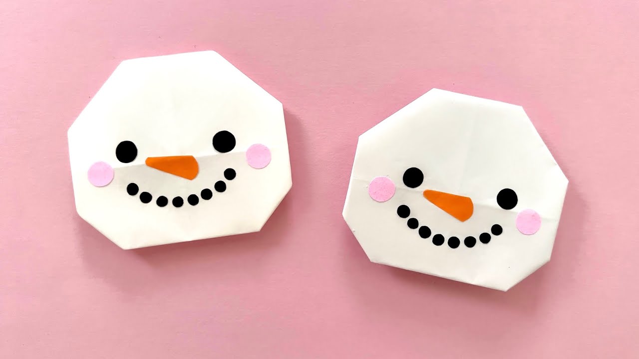 折り紙】超簡単 可愛い 雪だるまの折り方 【Easy Origami】How to make