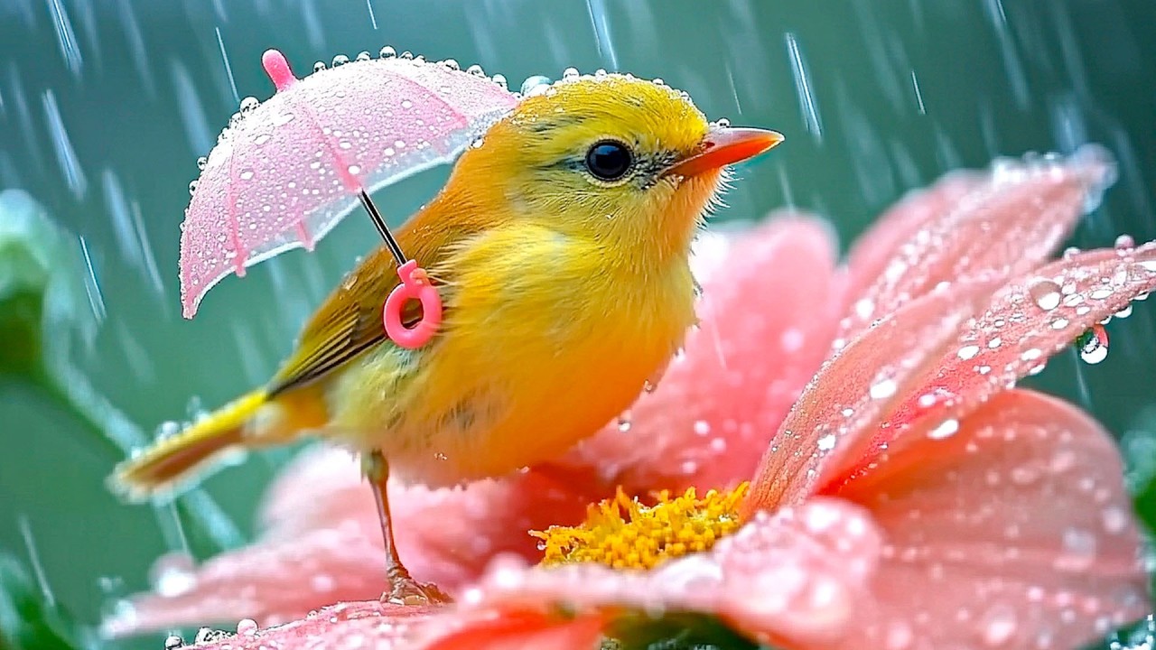 Дождь и успокаивающее пение птиц смывают все заботы 🌧️ Отдых для ума, снятие тревоги 🕊💗