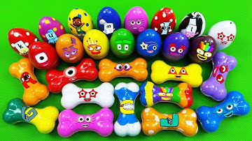 Rainbow Eggs SLIME: Looking Numberblocks, Alphablocks, Alphabet Lore, Cocomelon Bones Coloring! ASMR