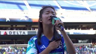 13-year-old Yolanda Ji performs the National Anthem for Seattle Sounders at Lumen Field 0824205