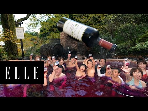 This Japanese Spa Lets You Swim in a Pool of Red Wine | ELLE