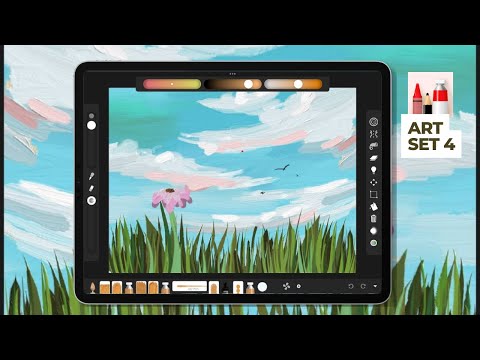 Art Set 4 digital oil painting | sunny field painting beginners tutorial