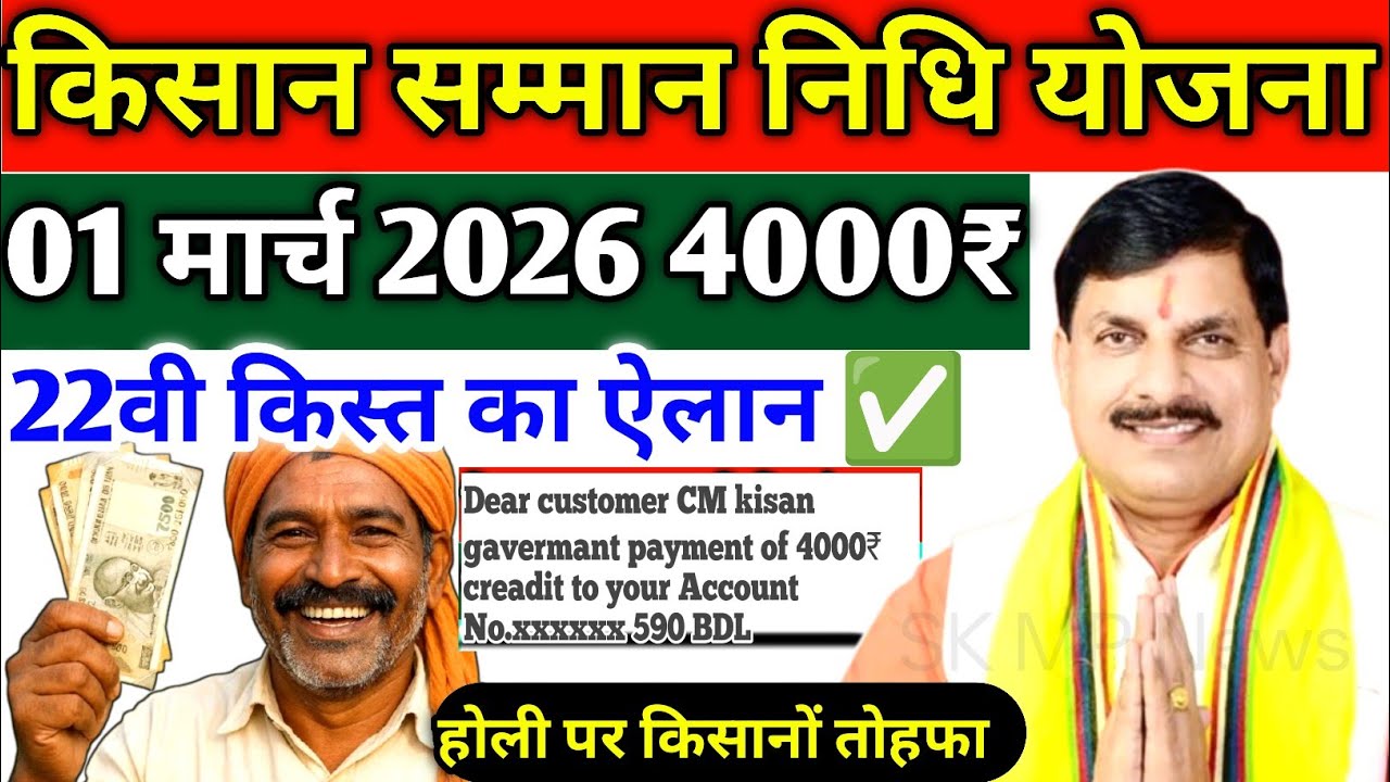 मुख्यमंत्री किसान कल्याण योजना होली पर किसानों को 14 वी किस्त मिलना शुरू आज से ,नया नियम लागू