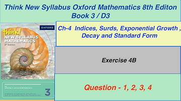 Exercise 4B Question -1,2,3,4  Oxford New Syllabus Mathematics 8th edition Book 3 | D3 EX-4b D3