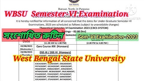 WBSU Revised Routine of Semester-VI Examination-2023#examnewstoday