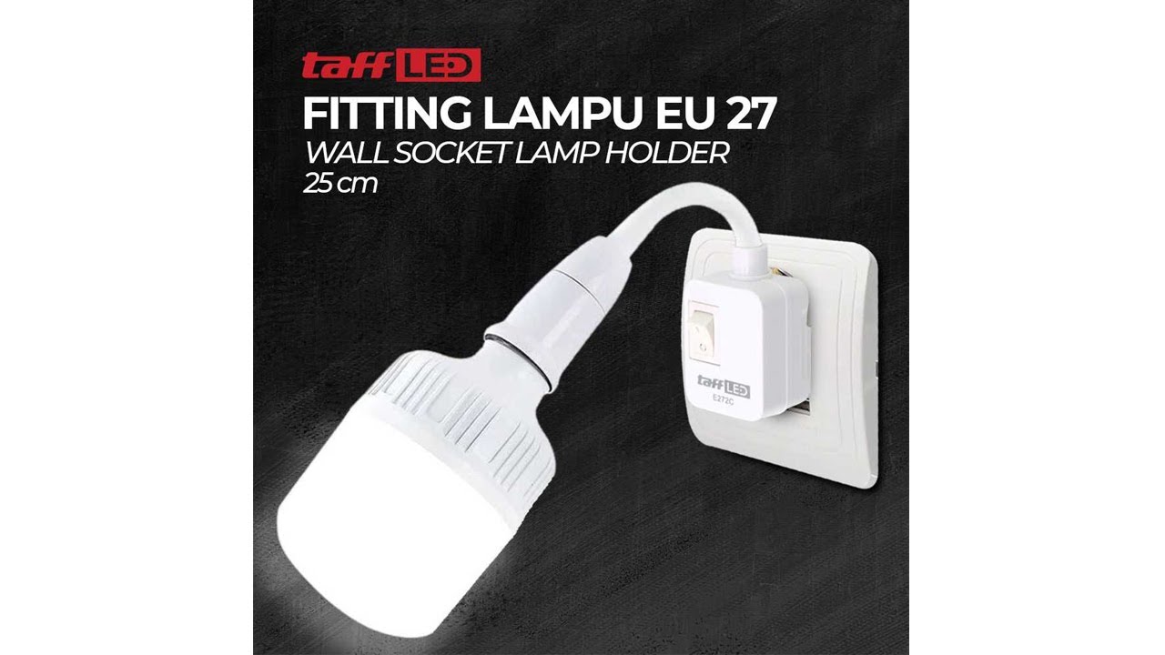 TaffLED Fitting Lampu EU E27 Wall Socket Lamp Holder 25cm 7RLL7LWH