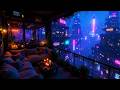 Lofi Ambient – Rainy Cyberpunk Balcony Overlooking Neon City Lights | Relaxing Night Ambience | 4K