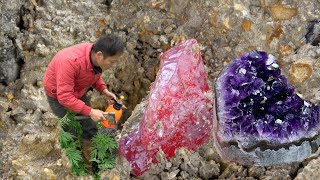 🔥Rare Gems: The boy found precious crystal raw stones one by one in the ore field