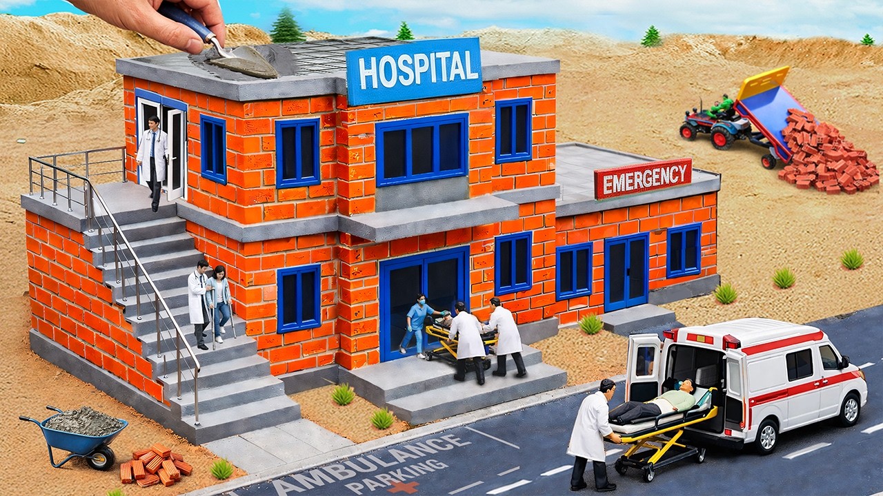 Science Project | Builds a Modern 2-Story Fireproof Hospital and Garage with Brick and Cement