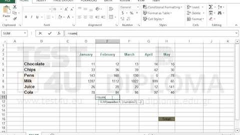 Use the SUM function to display the sum of the values of a cell range (Excel 2013)