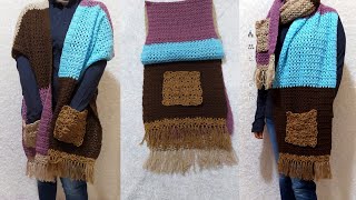 كروشيه كوفيه ورد /شال / غرزه v /اسكارف  سهل وبسيط /Crochet shawl