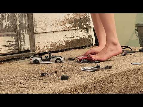 Amy crushes cars barefoot part 1 #asmrcrush #satisfying #barefoot