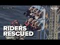 Rollercoaster riders RESCUED after train gets stuck at top of hill