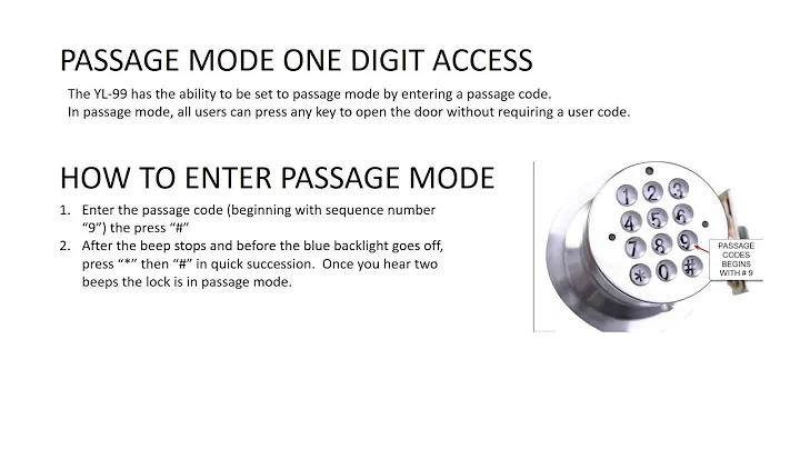 Part 7 How To Enter And Cancel Passage Mode Digital Code Door Lock Round Knob Turbolock YL-99
