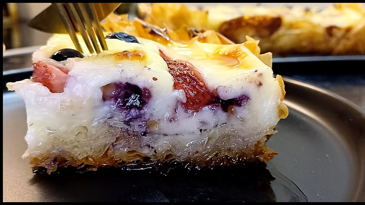 Γλυκό με φύλλο Κρούστας Κρέμα και Φρούτα !!! Το πιο Εύκολο, Νόστιμο Καλοκαιρινό Γλυκό!!! efiefi