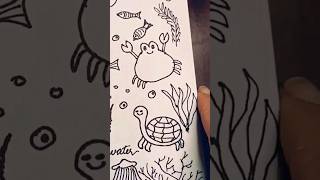 #how to draw 🦀🐬🪼#sea #ocean creatures #doodle sea animals #shorts #viral #trending @angelsartstudio