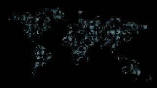 Background video with flashing electric neon world map pattern