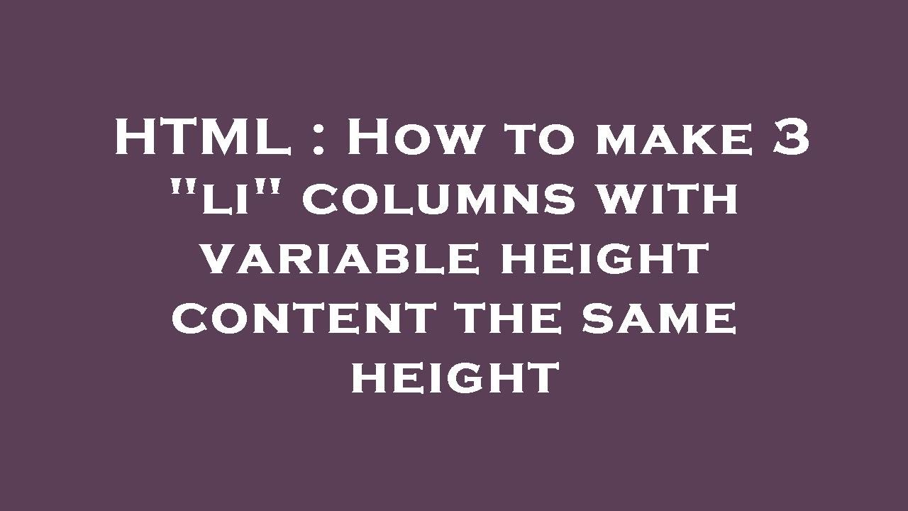 HTML : How to make 3
