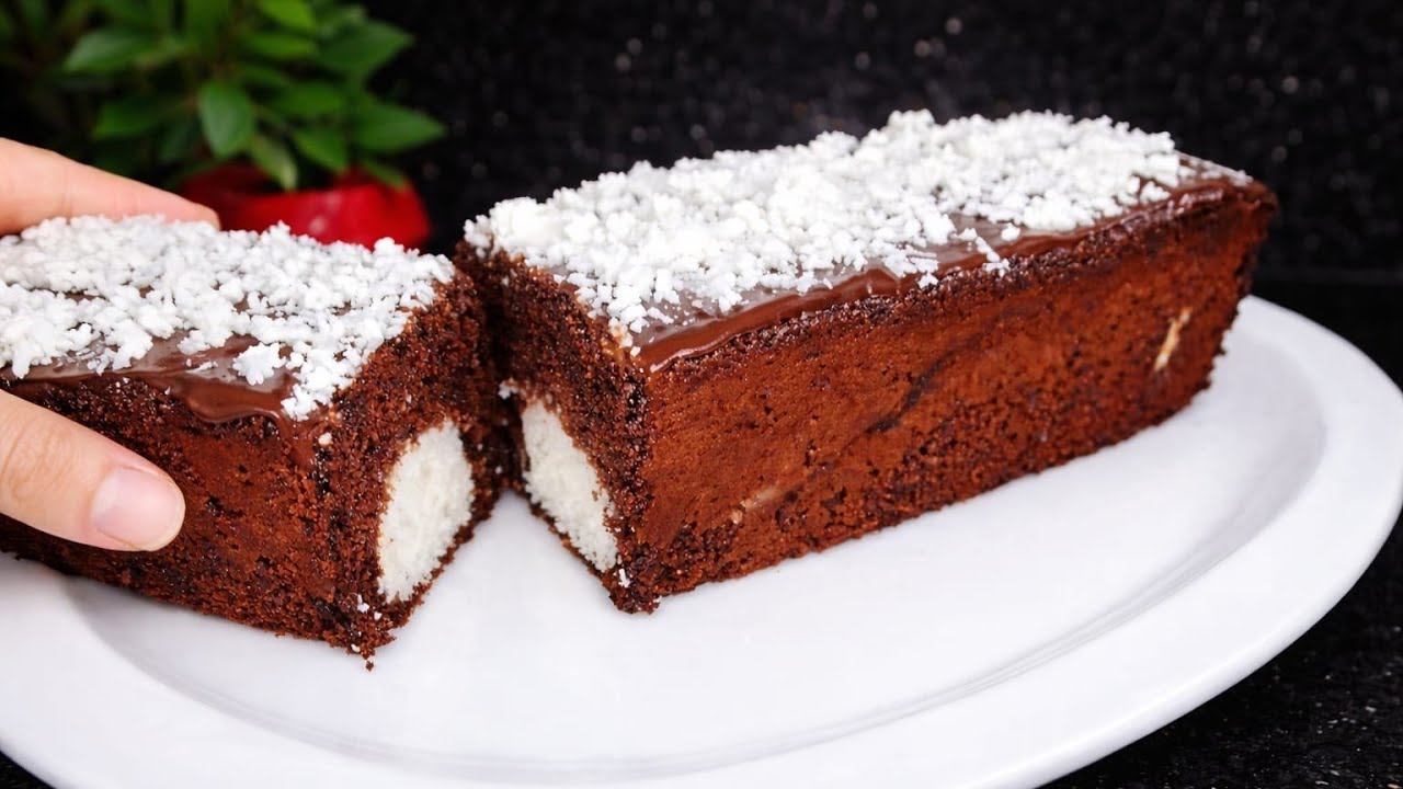 كيكة فاخرة بالشوكولاتة وكرات جوز الهند 😍 سهلة ونتيجتها مذهلة 😋😋