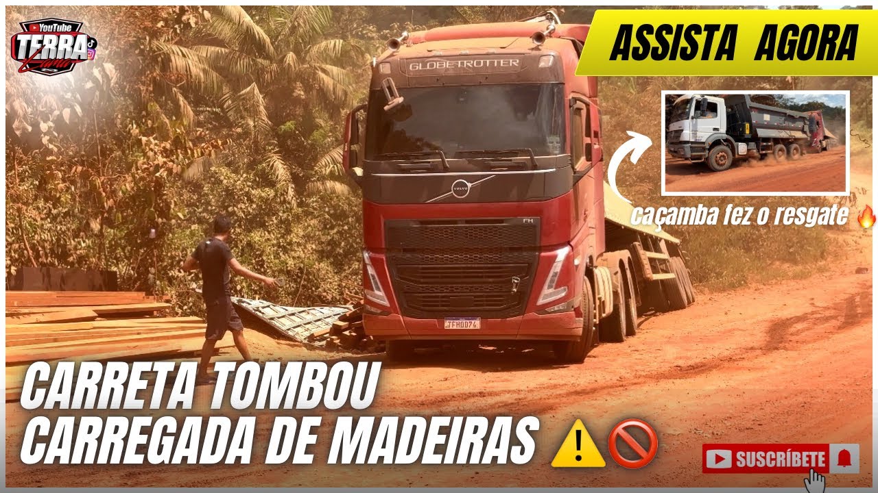 CARRETA TOMBOU AS MARGENS DA BR 230 TRANSAMAZÔNICA CARREGADA DE MADEIRA 18/08/25