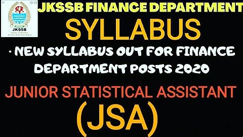 JKSSB SYLLABUS FOR JUNIOR STATISTICAL ASSISTANT#JKSSB SYLLABUS#JUNIOR STATISTICAL ASSISTANT#JSA#