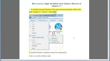 Access, Toggle  hidden classic Explorer Menu bar in Windows 7