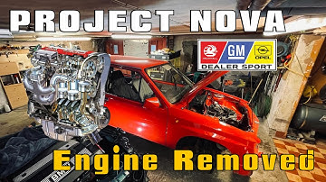 1990 Vauxhall Nova Merit C20XE Project, Engine out