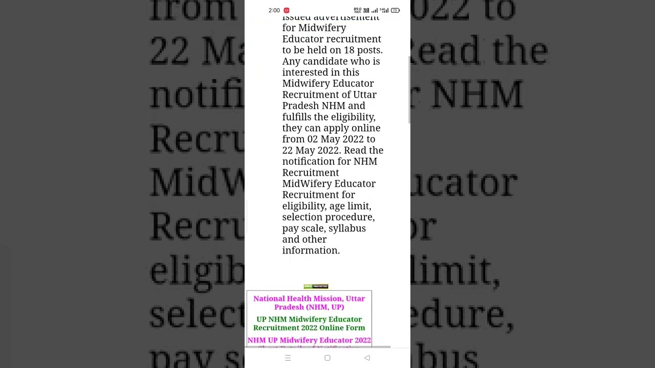 #UP_NHM_Midwifery_Educator_Online_Form_2022