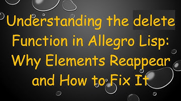 Understanding the delete Function in Allegro Lisp: Why Elements Reappear and How to Fix It