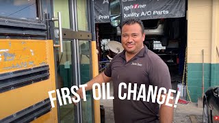 First Oil Change on 24 Valve Cummins Diesel Engine in Our Skoolie Conversion | Tiny Home on Wheels