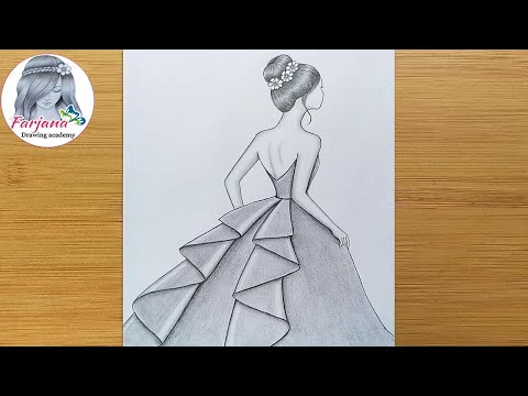 How To Draw A Girl With Beautiful Dress Step By Step