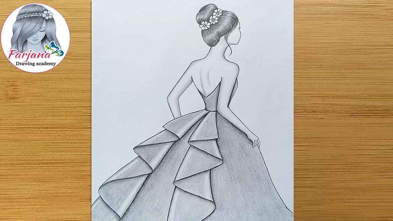 A girl with a beautiful dress || Pencil sketch. : r/Pencildrawing