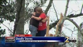 Damage left behind by deadly tornadoes in Alabama