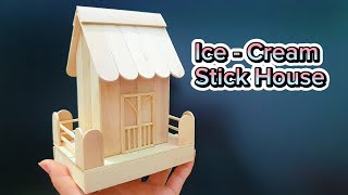 How to make a popsicle stick house// Cách làm nhà bằng que kem cực dễ