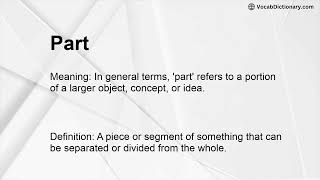 Part Meaning