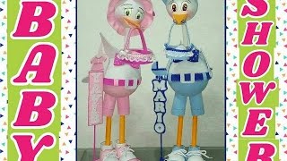 como hacer una CIGUEÑA DE FOAMI PARA DECORAR UN BABYSHOWER