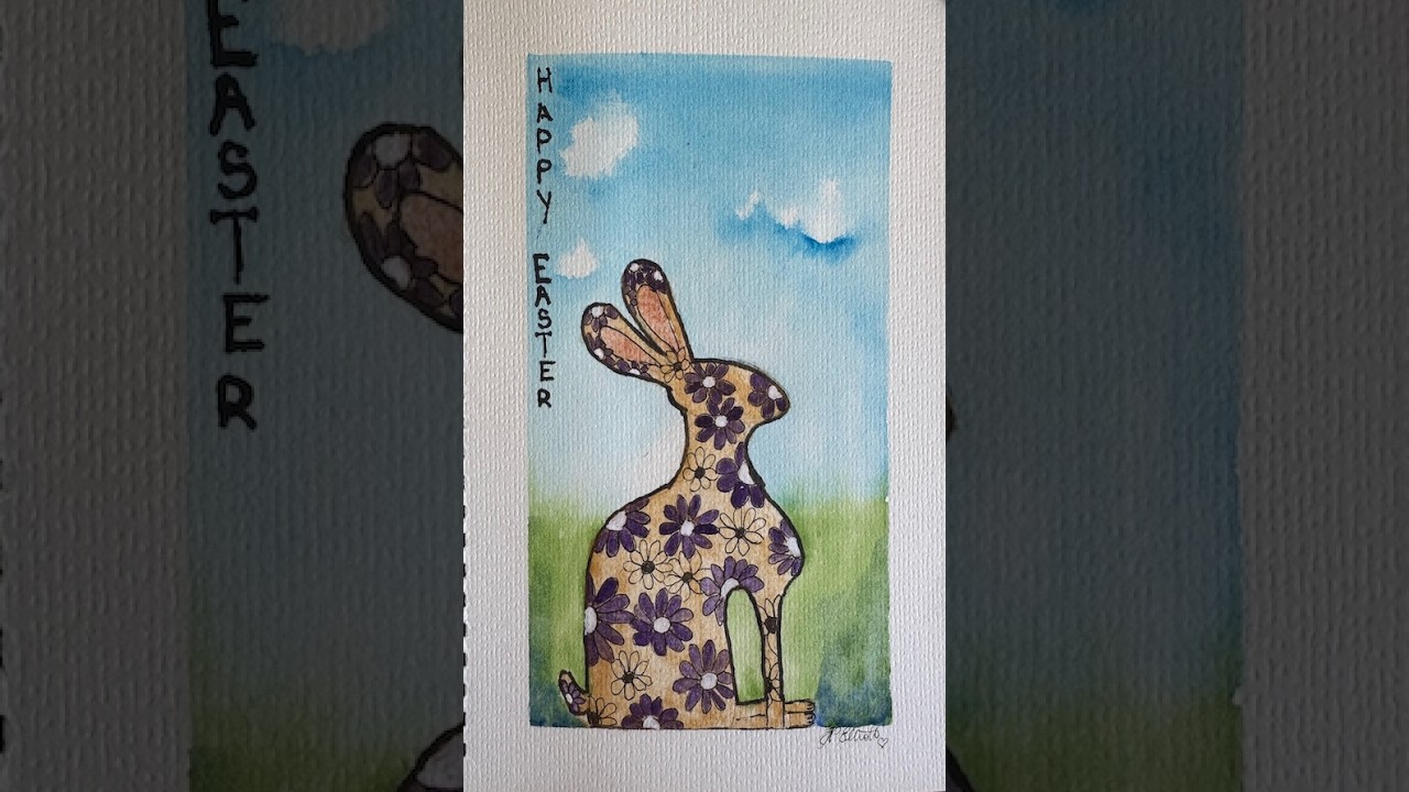 Watercolour line and wash EASTER HARE/RABBIT SD 480p - YouTube