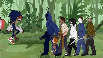 SONIC.EXE Vs  Costume Man, Jason , Jeff , Chucky , Michael , Leatherface - DC2