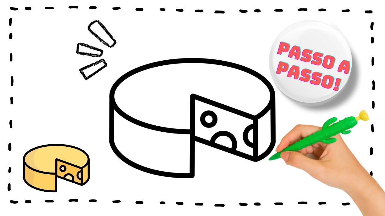 🟡 COMO DESENHAR UM QUEIJO PASSO A PASSO • Tutorial de Desenho ...