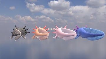 Axolotl The Little Monster - 3D model ready for game use - Attack
