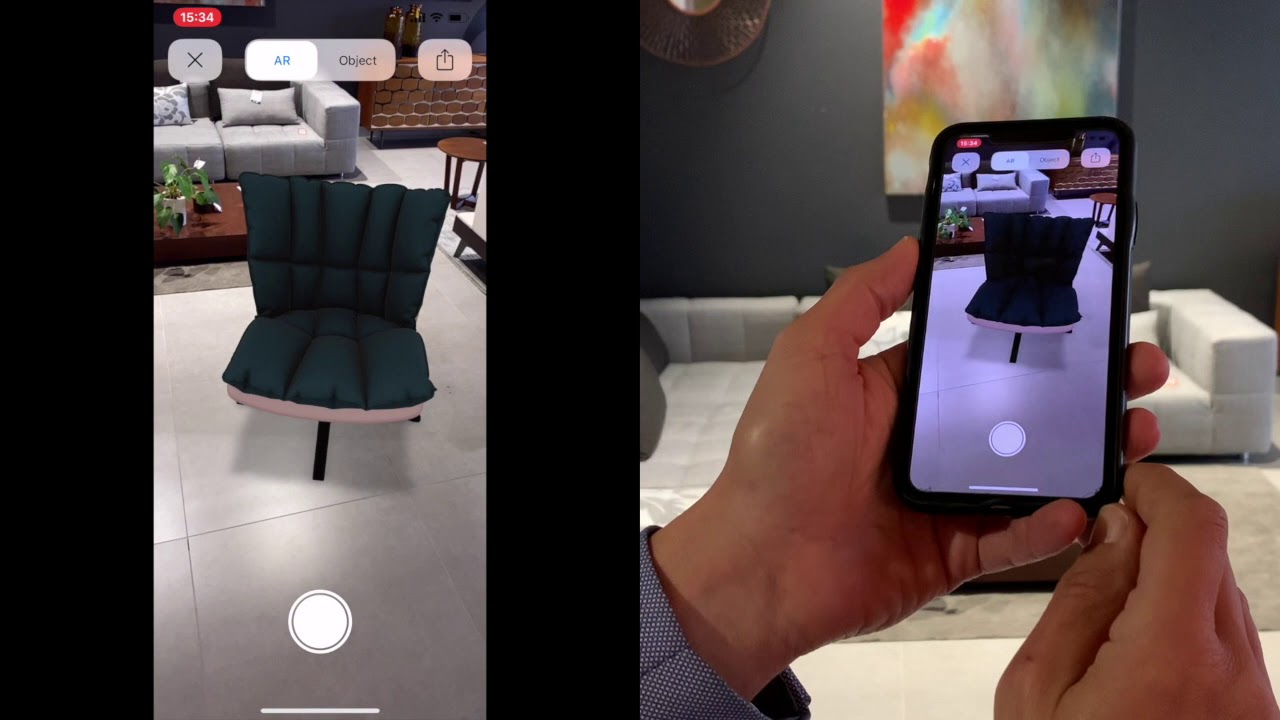 View Augmented reality furniture on an iPhone without an App - YouTube