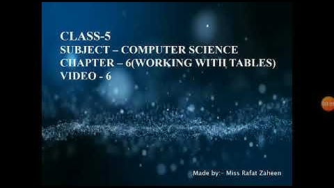 Class 5, Comp.Sc, Ch-6(Working With Table), Video-6, Part 1