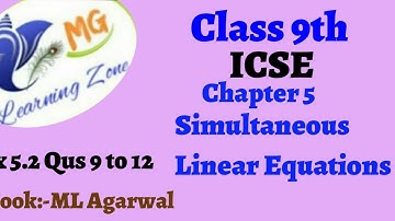 Class 9th ICSE Math Ch 5 Simultaneous Linear Equations Ex 5.2 Qus 9 to 12